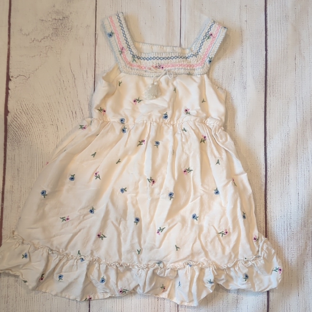 Blueberi Boulevard Cream Dress with Floral Accents